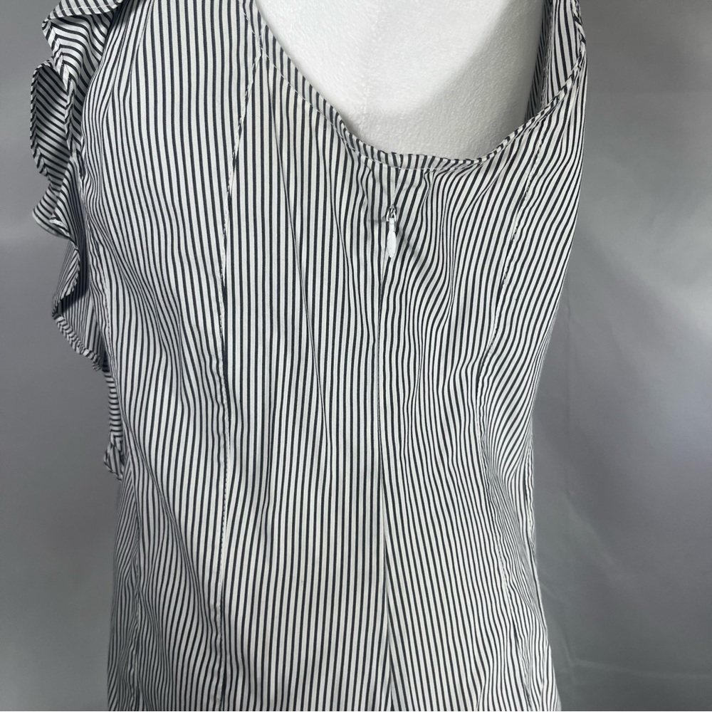 Express Striped Ruffle Sleeveless Top Gray & White Stripes Size Large - Picture 5 of 8